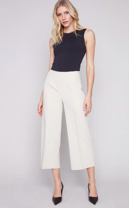 Charlie B Beige Pant With Side Zip