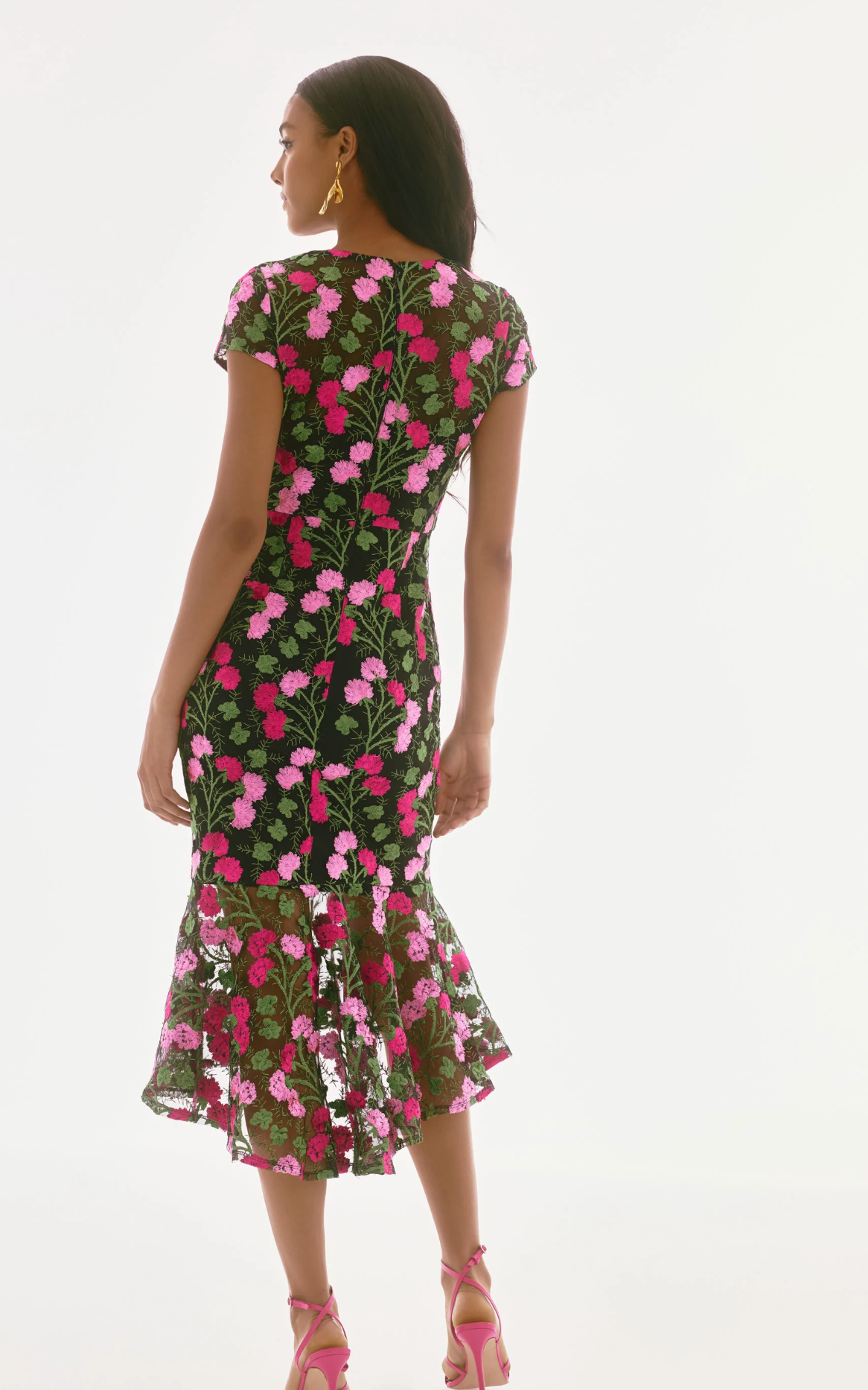 embroidered flounce dress Rose Pink Embroidered Flounce Dress XL