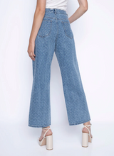 Load image into Gallery viewer, Rhinestone Wide-Leg Jeans- Light Denim