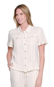 Ruffle Hem Jean Jacket - Flax