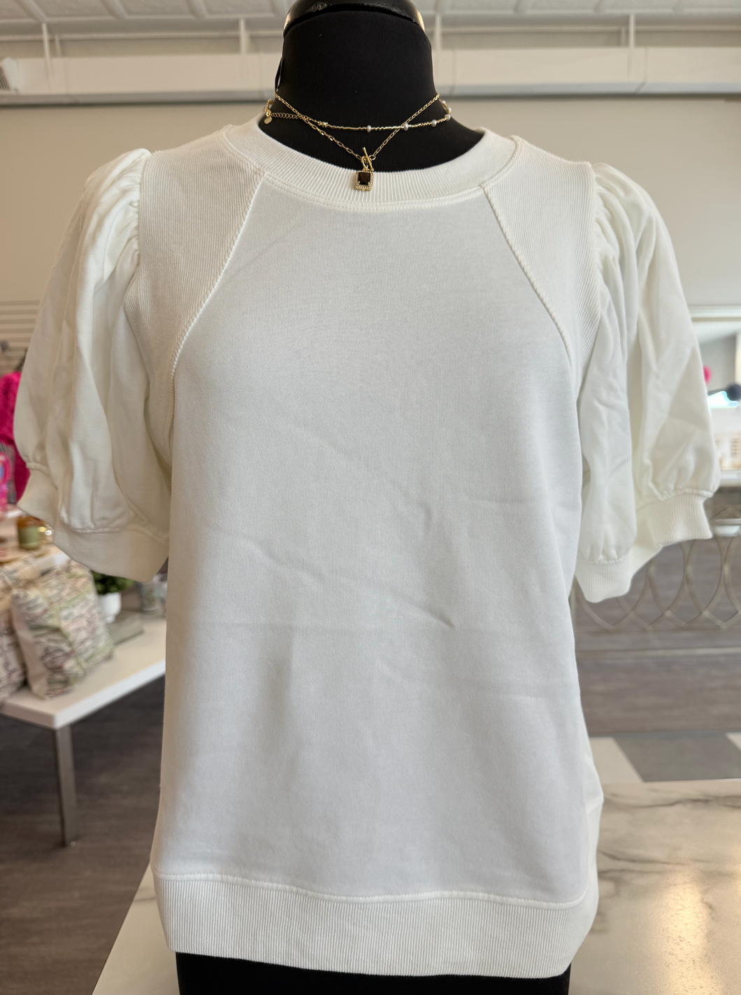 Off White Puff Sleeve Sweater