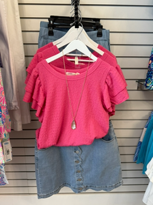 Pink Flutter Sleeve Top