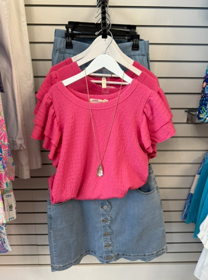 Pink Flutter Sleeve Top
