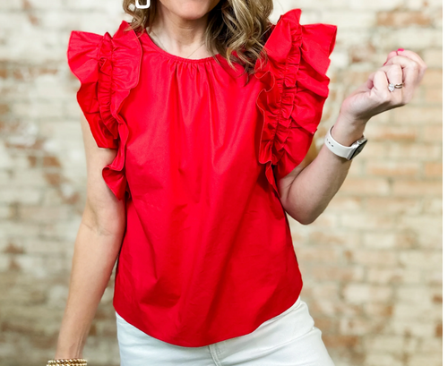 Jodifl Red Ruffle Top