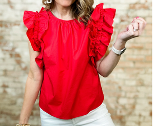 Jodifl Red Ruffle Top