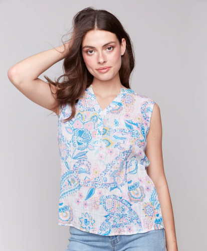 Charlie B Paisley Tank with Front Pocket