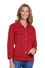 Load image into Gallery viewer, Fringe Hem Jean Jacket - Chili Pepper