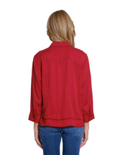 Load image into Gallery viewer, Fringe Hem Jean Jacket - Chili Pepper