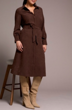 Load image into Gallery viewer, L/S Suede Shirt Dress - Cocoa