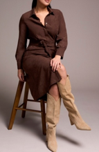 Load image into Gallery viewer, L/S Suede Shirt Dress - Cocoa