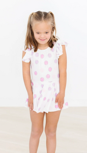Pastel Polka Dot S/S Twirl Leotard