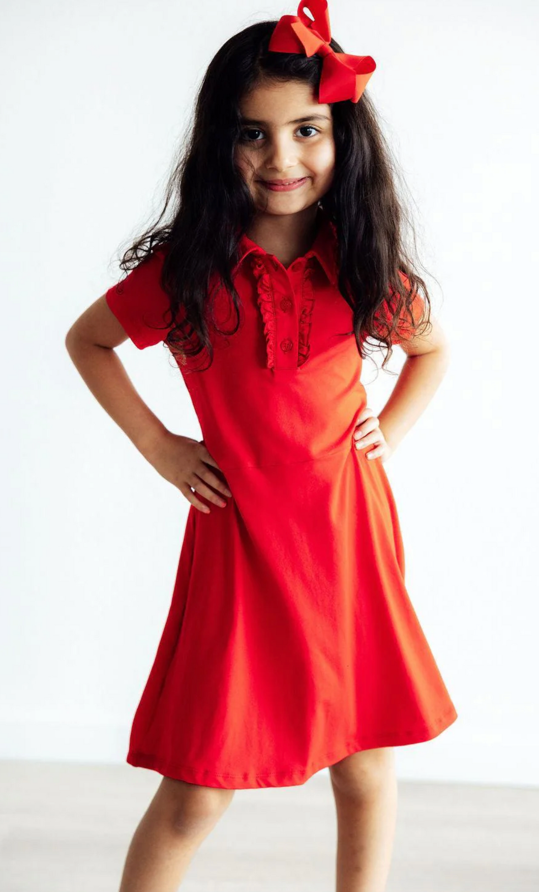 Red S/S Polo Dress