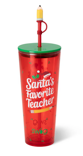 SANTA'S FAVORITE TEACHER Plastic Tumbler 24oz