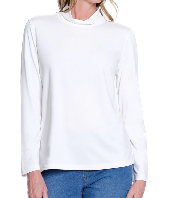 Mock Neck Knit Top - Cream