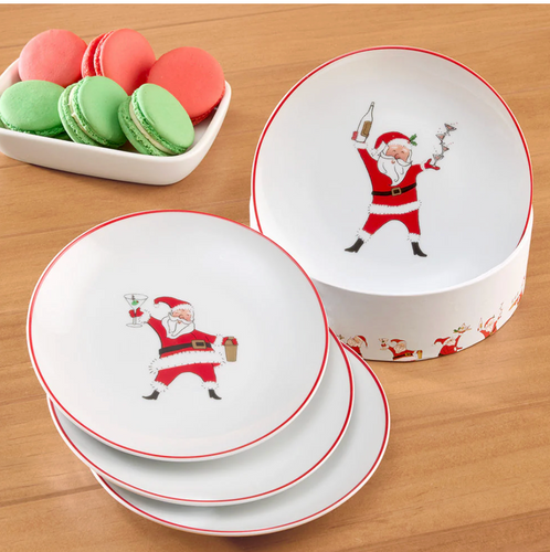 Tableau Appetizer Plate Set, Cocktails with Santa