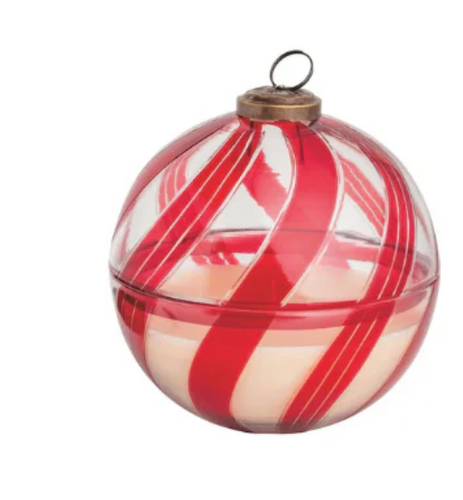RED CANDY CANE GLASS CANDLE