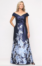 Load image into Gallery viewer, Long Off the Shoulder Printed Jacquard Gown with Pockets
