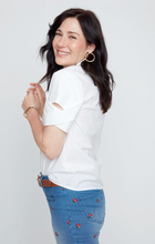 Load image into Gallery viewer, White Button Up Blouse w/ Slv Detail