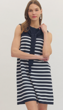 Load image into Gallery viewer, Striped sleeveless dress w/ knit scarf