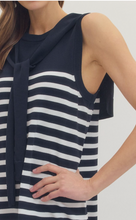 Load image into Gallery viewer, Striped sleeveless dress w/ knit scarf