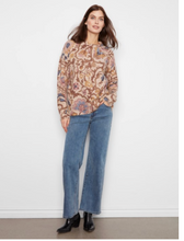 Load image into Gallery viewer, Charlie B Printed Crew Neck Sweater With Sleeve Zippers