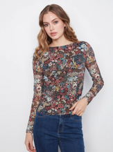 Load image into Gallery viewer, Charlie B Printed Mesh Boat Neck Top Lined At Body - Azalee