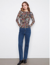 Load image into Gallery viewer, Charlie B Printed Mesh Boat Neck Top Lined At Body - Azalee