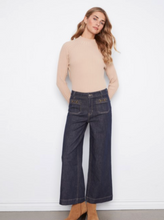 Load image into Gallery viewer, Charlie B Cropped Patch Pocket Wide Leg Jeans - Blue