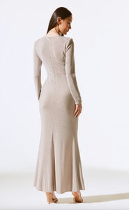 Joseph Ribkoff Sparkle Knit Long Sleeve Wrap Gown