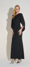 Load image into Gallery viewer, Joseph Ribkoff Scuba Crepe Trumpet Gown with Satin Cowl Sleeves