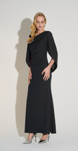 Load image into Gallery viewer, Joseph Ribkoff Scuba Crepe Trumpet Gown with Satin Cowl Sleeves