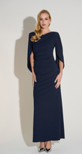 Load image into Gallery viewer, Joseph Ribkoff Scuba Crepe Trumpet Gown with Satin Cowl Sleeves