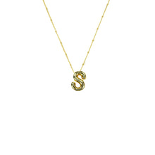 Load image into Gallery viewer, Initial Balloon Bubble Gold Necklace: V / GOLD SMOOTH