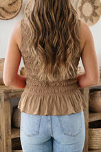Load image into Gallery viewer, LDC Western Solid Round Neck Shirred Sleeveless Tank Tops: Fiery Red / L