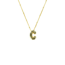 Load image into Gallery viewer, Initial Balloon Bubble Gold Necklace: V / GOLD SMOOTH