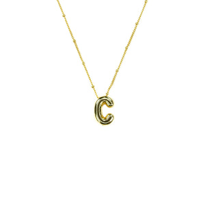 Initial Balloon Bubble Gold Necklace: V / GOLD SMOOTH