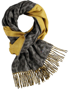 Two Tone Leo Woven Cashmink® Scarf: Camel/peach