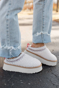 Isabella Suede Contrast Slippers : White / 41