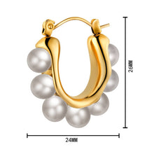 Load image into Gallery viewer, Gold pearl huggie earring