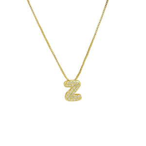 Mini CZ Initial Necklace with charms: J Initial & Necklace