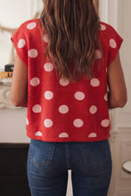 Load image into Gallery viewer, Casual Shift Sleeveless Polka Dots Round Neck Sweater Vest: Red / L