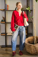 Load image into Gallery viewer, Essential Button Down Cardigan Top: Chocolate / M