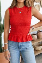 Load image into Gallery viewer, Western Solid Round Neck Tank Tops: Fiery Red / XL