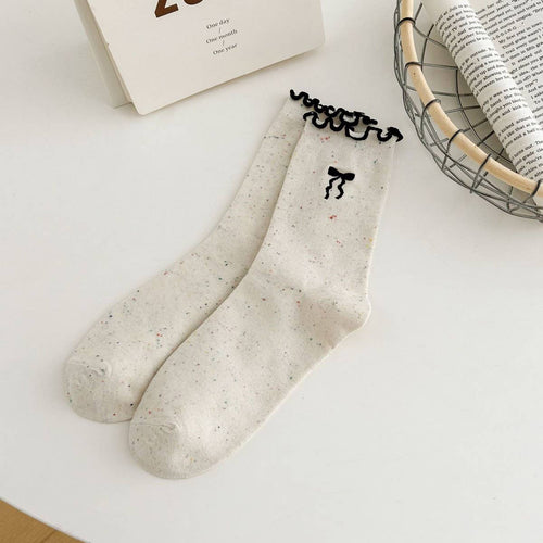 Bow Embroidered Socks