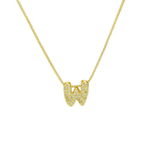 Load image into Gallery viewer, Mini CZ Initial Necklace with charms: P Initial &amp; Necklace