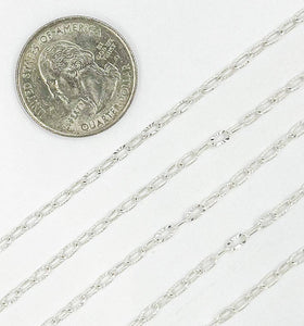 925 Sterling Silver Diamond Cut Cable Link Chain. Z17SS: 1 Ft / 4.1mm-5mm / Cable