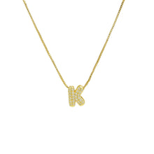 Load image into Gallery viewer, Mini CZ Initial Necklace with charms: L Initial &amp; Necklace