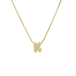 Mini CZ Initial Necklace with charms: J Initial & Necklace