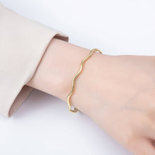 Load image into Gallery viewer, 16K Gold Filled 4mm Minimalist Wavy Half Cuff Bracelet Finding for Bangle Supply | WA-04422