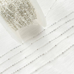 1104SS. Sterling Silver Satellite Chain: 1 Ft / 1.1mm-2mm / Satellite